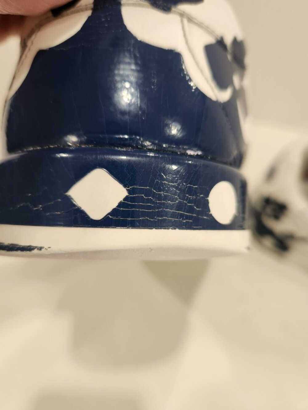 Vintage Dolce & Gabbana Sneakers Mens 7.5 White Blue Leather Crown Milano - Picture 10 of 12
